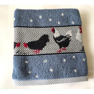 Handdoek - Kippen - Blauw Grijs